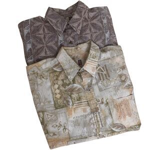Tori Richard Honolulu Hawaiian Mens Button Front Shirt Bundle of 2 L bv